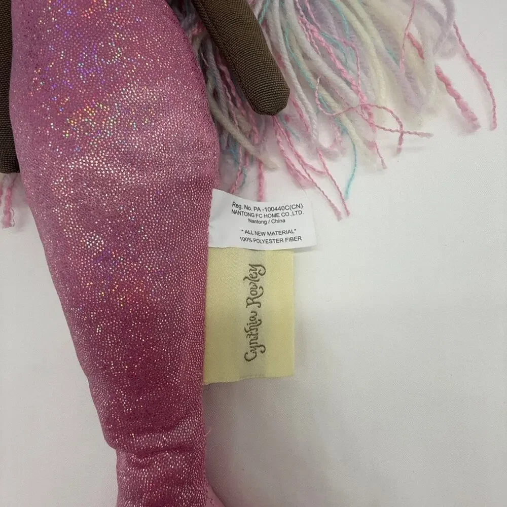 Cynthia Rowley Mermaid Doll Pink Glitter Tail Pastel Yarn Hair Plush Toy